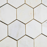 Oriental White / Asian Statuary Marble Honed 2" Hexagon Mosaic Tile