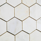 Oriental White / Asian Statuary Marble Polished 2" Hexagon Mosaic Tile