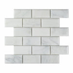 2 X 4 Oriental White / Asian Statuary Marble Honed & Beveled Brick Mosaic Tile-Marble Mosaic-American Tile Depot