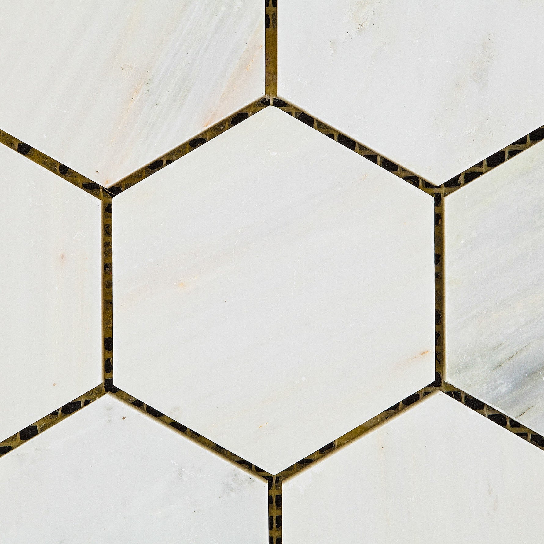 Oriental White / Asian Statuary Marble Polished 3" Hexagon Mosaic Tile