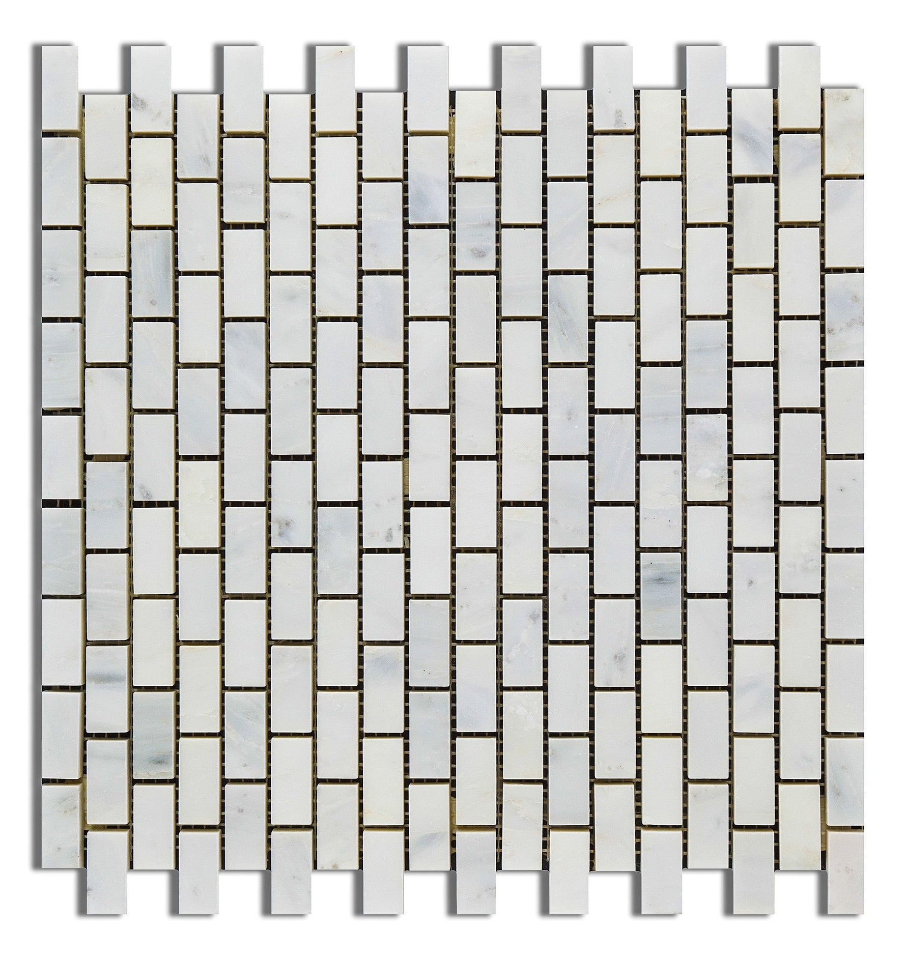 Oriental White / Asian Statuary Marble Polished Baby Brick Mosaic Tile-Marble Mosaic-American Tile Depot