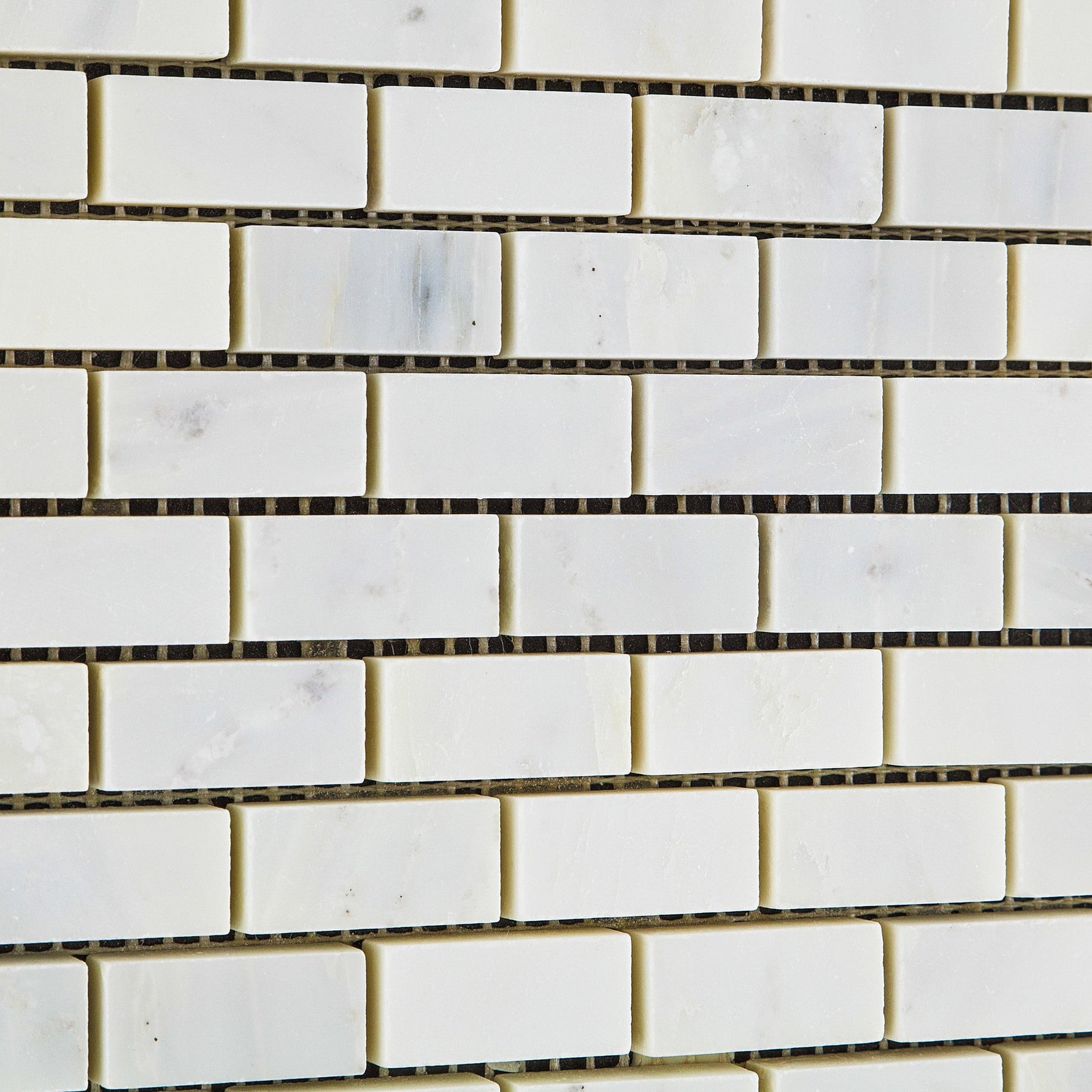 Oriental White / Asian Statuary Marble Honed Baby Brick Mosaic Tile