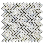 Oriental White / Asian Statuary Marble Honed Mini Herringbone Mosaic Tile-Marble Mosaic-American Tile Depot