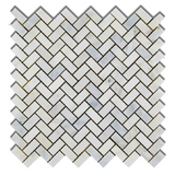 Oriental White / Asian Statuary Marble Honed Mini Herringbone Mosaic Tile