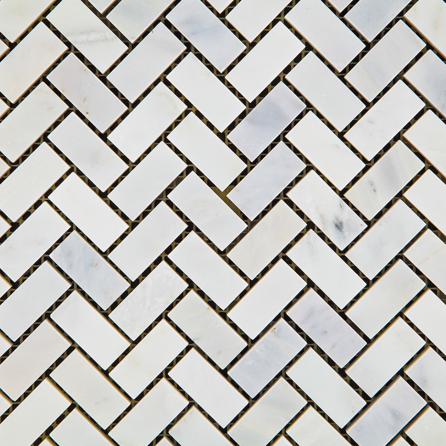 Oriental White / Asian Statuary Marble Honed Mini Herringbone Mosaic Tile