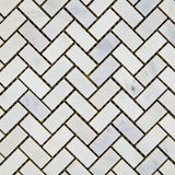 Oriental White / Asian Statuary Marble Honed Mini Herringbone Mosaic Tile