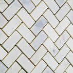 Oriental White / Asian Statuary Marble Polished Mini Herringbone Mosaic Tile