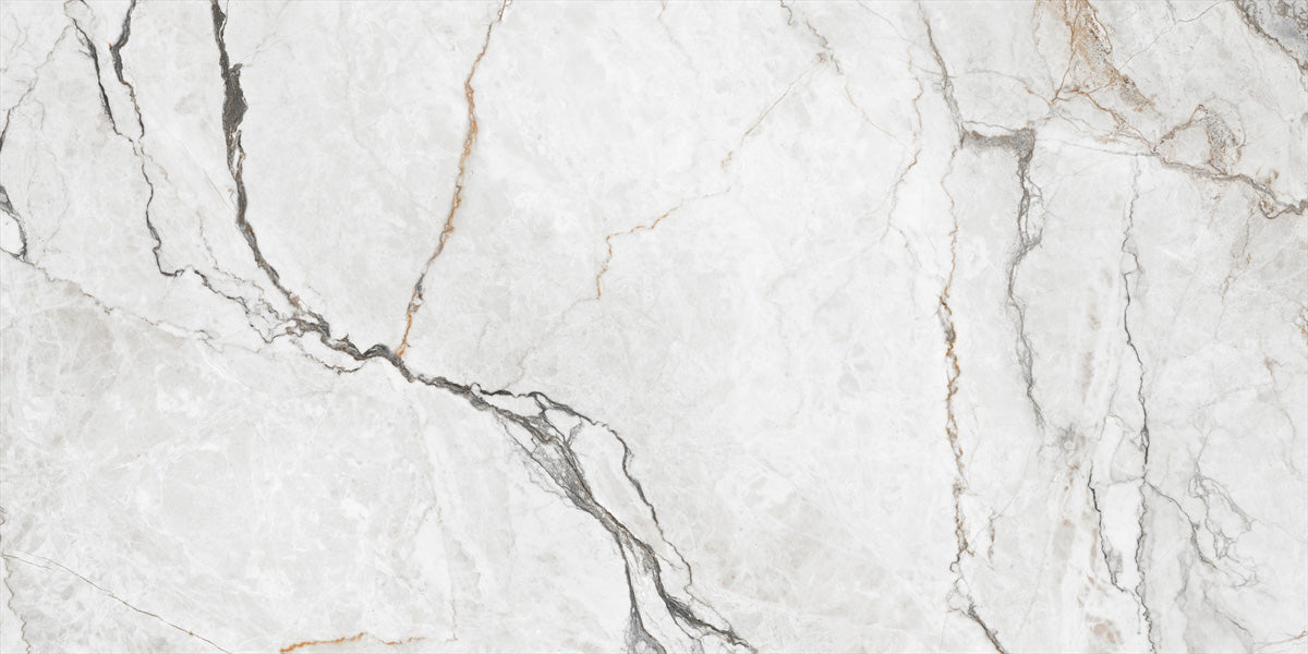 24 X 48 Orlando White Polished Marble Look Porcelain Tile-Porcelain Tile Large Formate-American Tile Depot