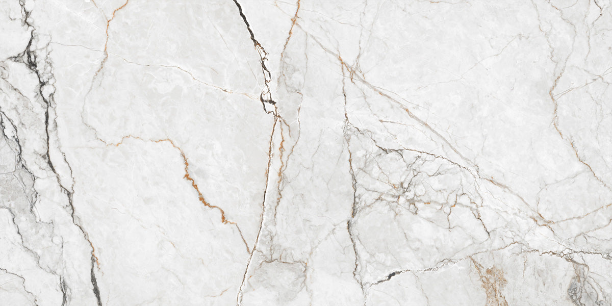 24 X 48 Orlando White Polished Marble Look Porcelain Tile-Porcelain Tile Large Formate-American Tile Depot