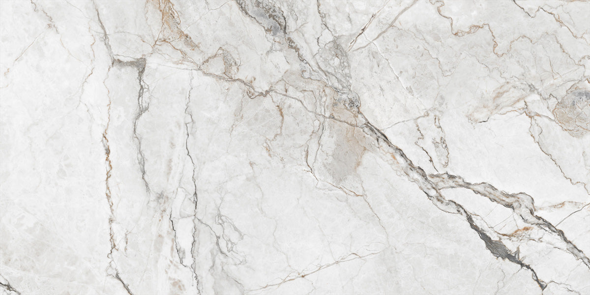 24 X 48 Orlando White Polished Marble Look Porcelain Tile-Porcelain Tile Large Formate-American Tile Depot