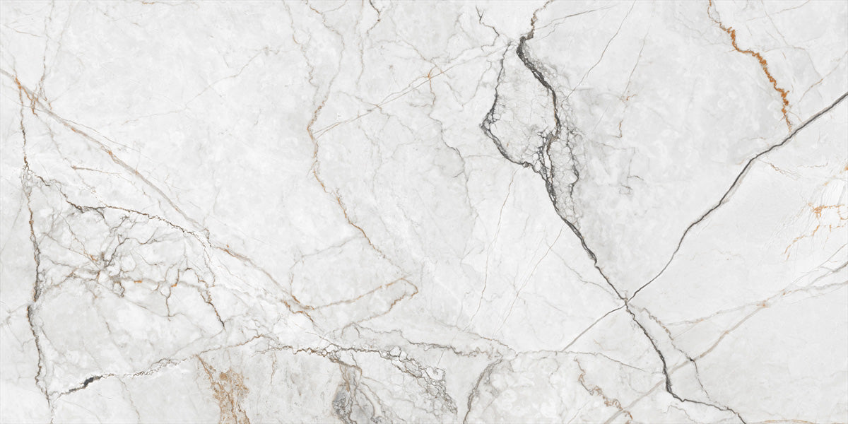 24 X 48 Orlando White Polished Marble Look Porcelain Tile-Porcelain Tile Large Formate-American Tile Depot