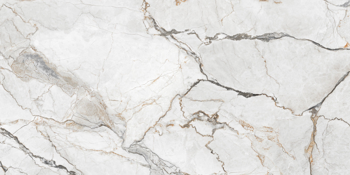 24 X 48 Orlando White Polished Marble Look Porcelain Tile-Porcelain Tile Large Formate-American Tile Depot