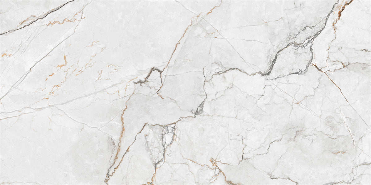 24 X 48 Orlando White Polished Marble Look Porcelain Tile-Porcelain Tile Large Formate-American Tile Depot