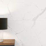 12 X 24 Statuario Polished Marble Look Porcelain Tile