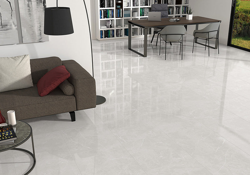 24 X 24 Puccini Perla Polished Marble Look Porcelain Tile-Porcelain Tile Large Formate-American Tile Depot