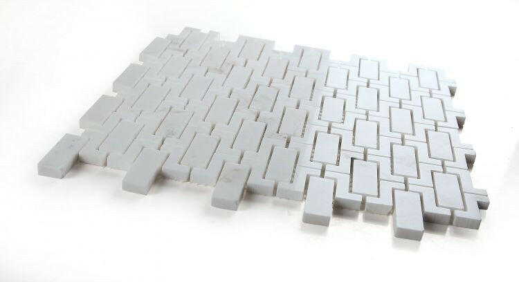 Parisienne White Polished Brick Marble Mosaic Tile-Marble Mosaic-American Tile Depot