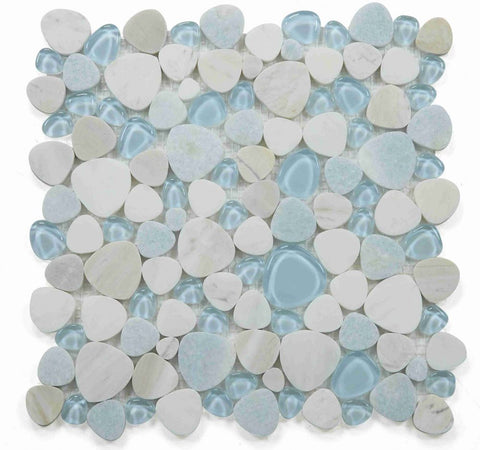 Sample of Preach Sky Pebble Mosaic Tile-Sample-American Tile Depot