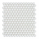 Thassos White Marble Polished Penny Round Mosaic Tile-Marble Mosaic-American Tile Depot