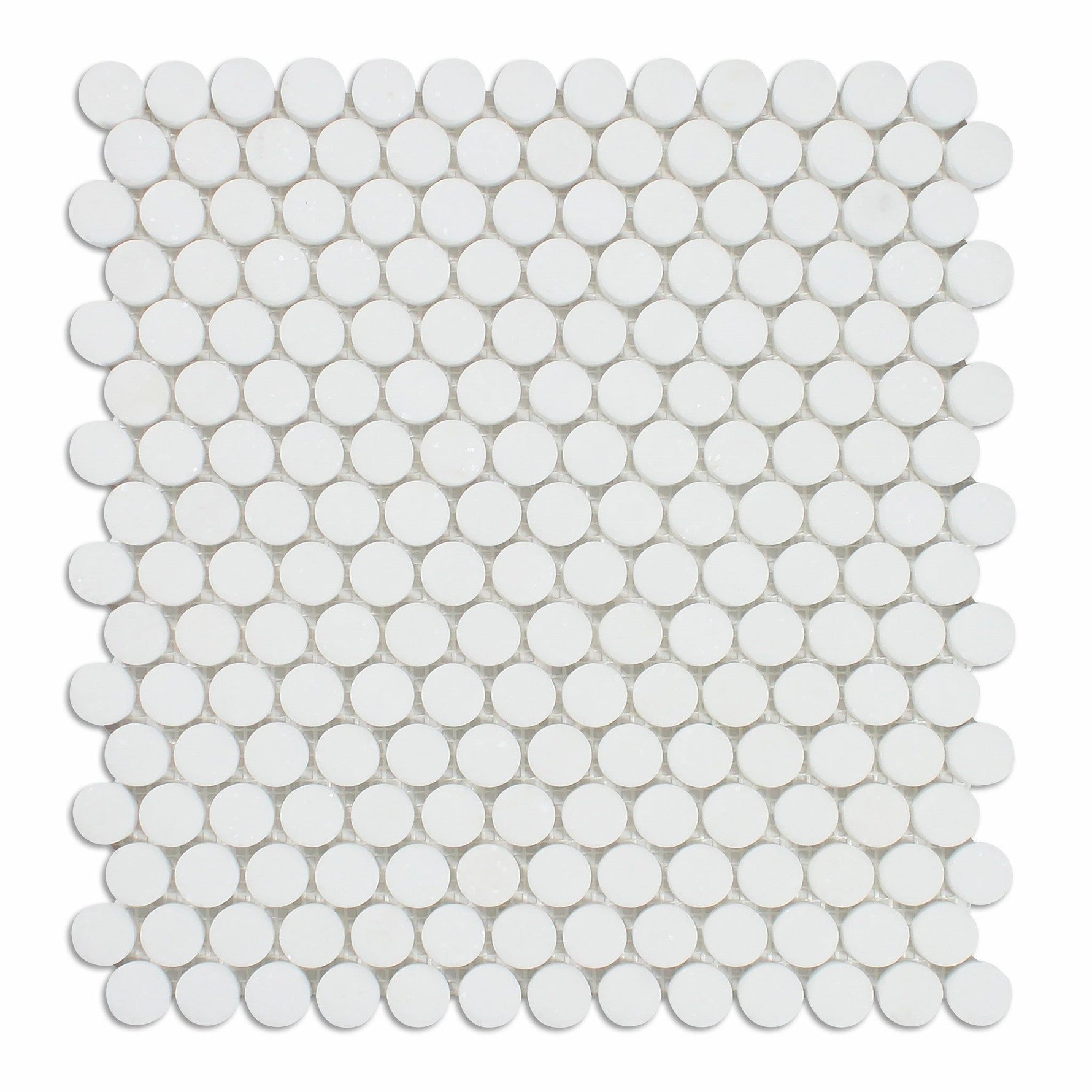 Thassos White Marble Polished Penny Round Mosaic Tile-Marble Mosaic-American Tile Depot