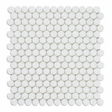 Thassos White Marble Polished Penny Round Mosaic Tile-Marble Mosaic-American Tile Depot