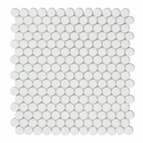 Thassos White Marble Honed Penny Round Mosaic Tile-Marble Mosaic-American Tile Depot