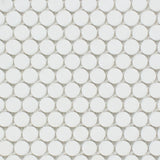 Thassos White Marble Polished Penny Round Mosaic Tile-Marble Mosaic-American Tile Depot