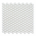 Thassos White Marble Polished Penny Round Mosaic Tile-Marble Mosaic-American Tile Depot