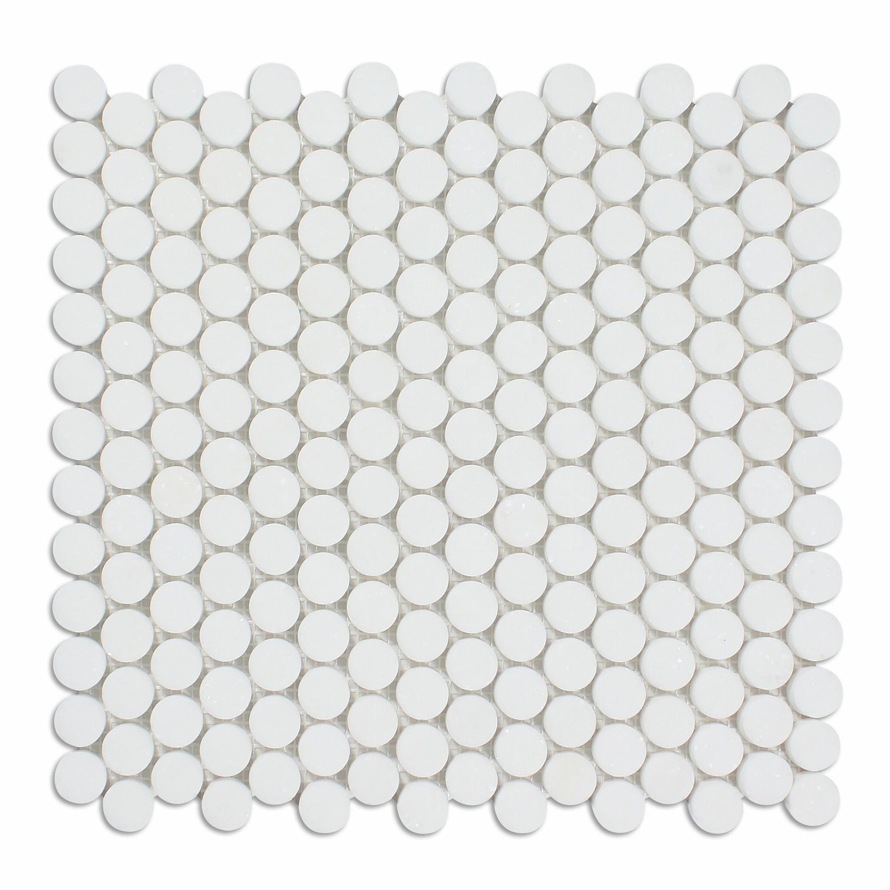 Thassos White Marble Polished Penny Round Mosaic Tile-Marble Mosaic-American Tile Depot