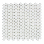 Thassos White Marble Honed Penny Round Mosaic Tile-Marble Mosaic-American Tile Depot