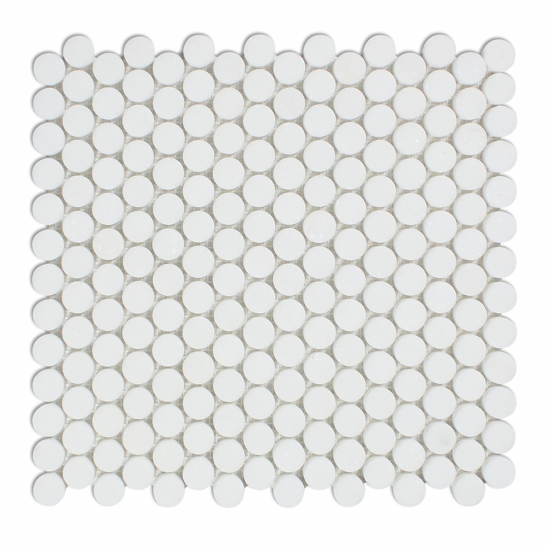 Thassos White Marble Honed Penny Round Mosaic Tile-Marble Mosaic-American Tile Depot