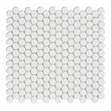 Thassos White Marble Honed Penny Round Mosaic Tile-Marble Mosaic-American Tile Depot