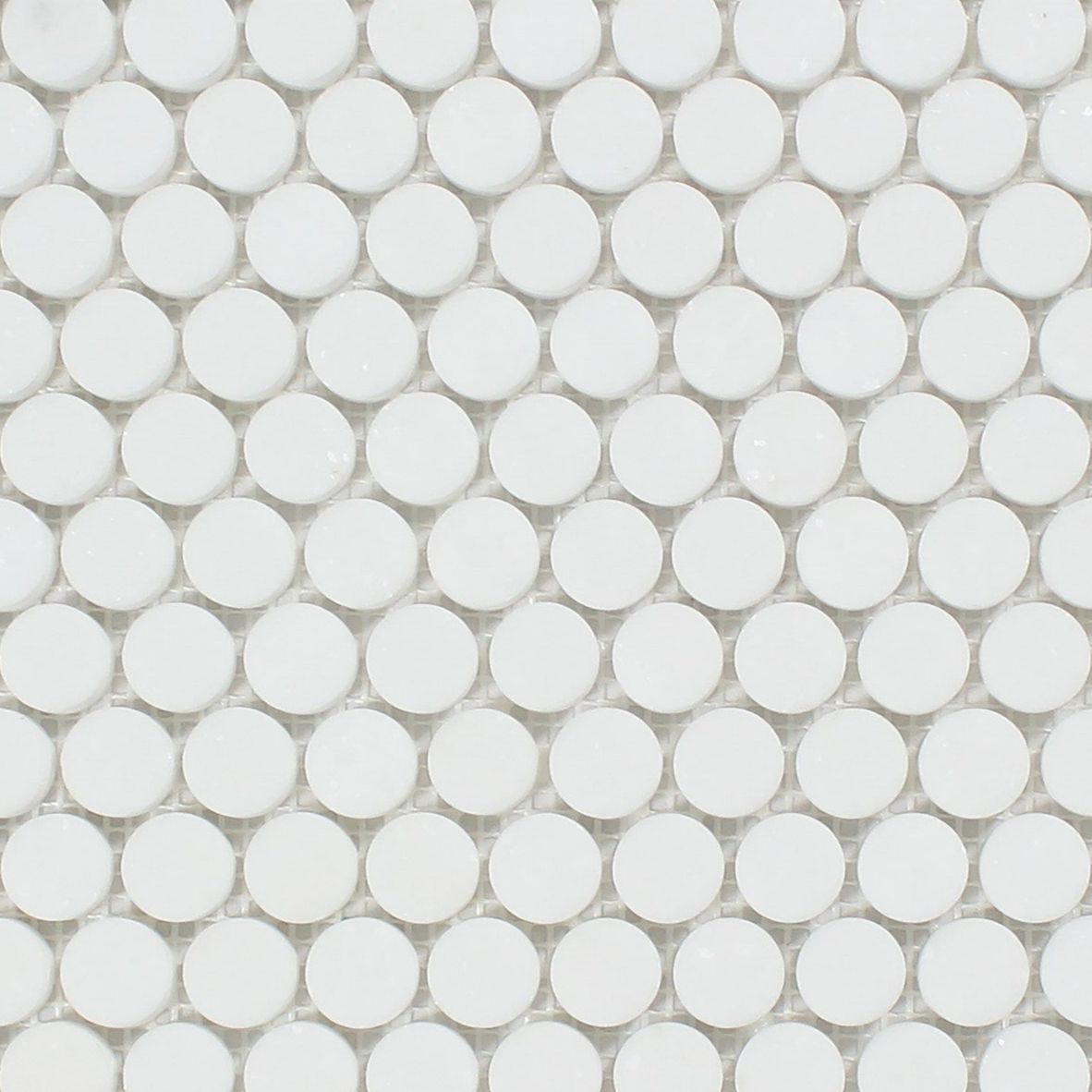 Thassos White Marble Honed Penny Round Mosaic Tile-Marble Mosaic-American Tile Depot