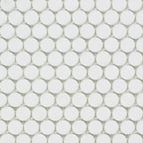 Thassos White Marble Honed Penny Round Mosaic Tile-Marble Mosaic-American Tile Depot