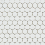 Thassos White Marble Honed Penny Round Mosaic Tile