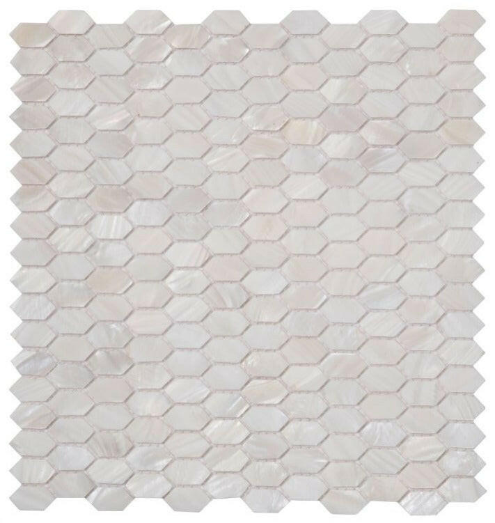 Perry White Arrow Elongated Hexagon Pearl Mosaic Wall Tile-Pearl Mosaic-American Tile Depot