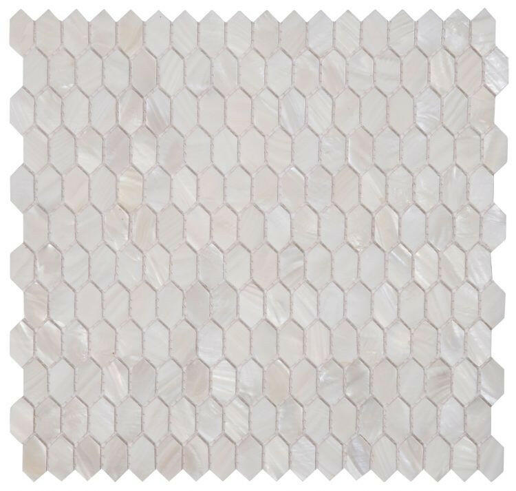 Perry White Arrow Elongated Hexagon Pearl Mosaic Wall Tile-Pearl Mosaic-American Tile Depot