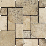 Philadelphia Travertine 3-Pieced Mini-Pattern Tumbled Mosaic Tile-Travertine Mosaic-American Tile Depot