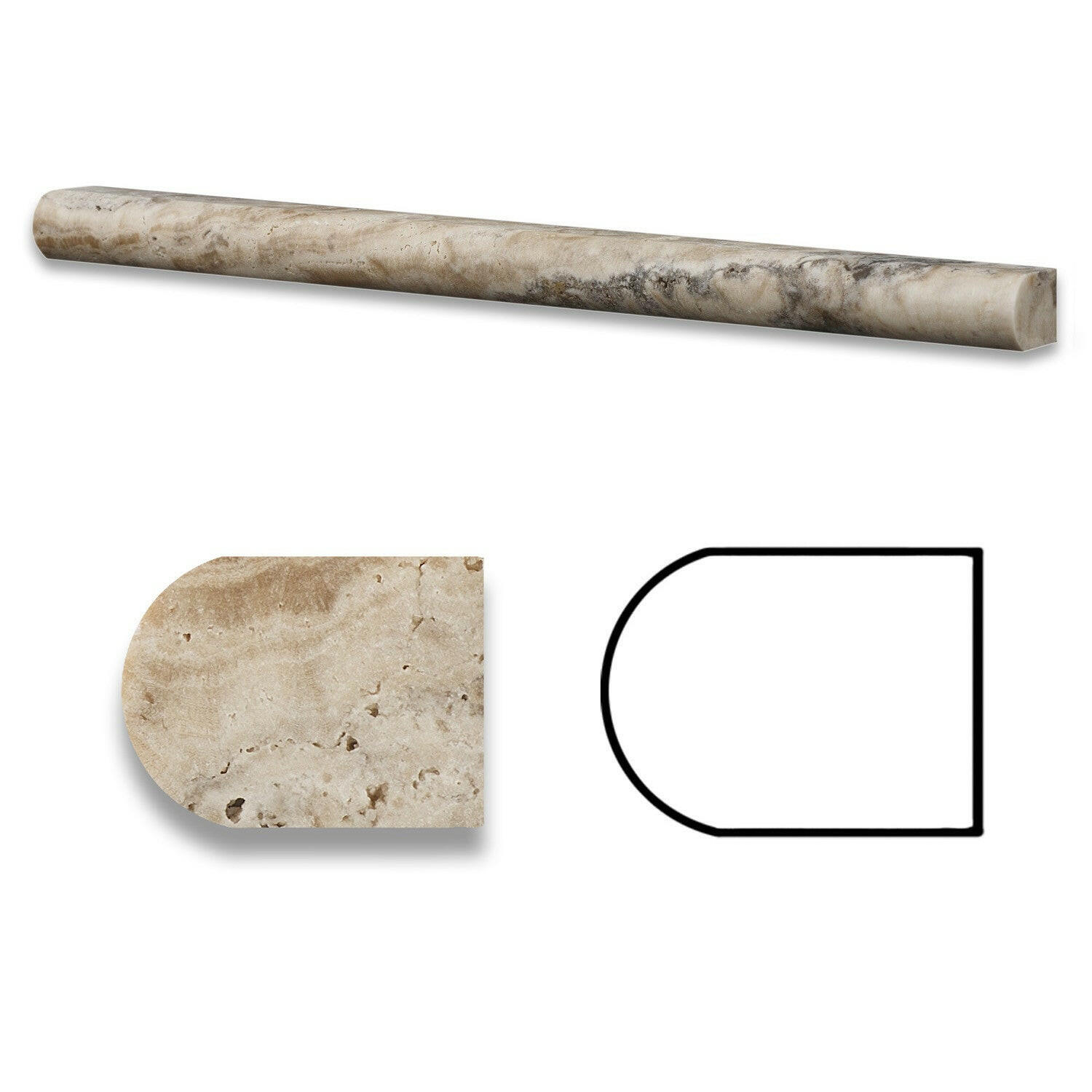 Philadelphia Travertine Honed 3/4 X 12 Bullnose Liner-Travertine Molding/Trim-American Tile Depot