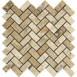 Philadelphia Travertine Tumbled 1 x 2 Herringbone Mosaic Tile-Travertine Mosaic-American Tile Depot