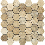 Philadelphia Travertine Tumbled 2'' Hexagon Mosaic Tile-Travertine Mosaic-American Tile Depot