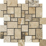 Philadelphia Travertine Tumbled Mini Versailles Mosaic Tile-Marble Mosaic-American Tile Depot