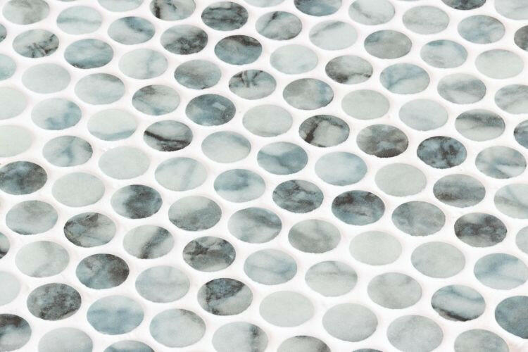 Phoenix Penny Azul Circular Glass Mosaic Tile-Recycled Glass Mosaic-American Tile Depot