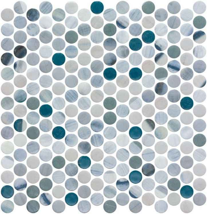 Phoenix Penny Grey Circular Glass Mosaic Tile-Recycled Glass Mosaic-American Tile Depot