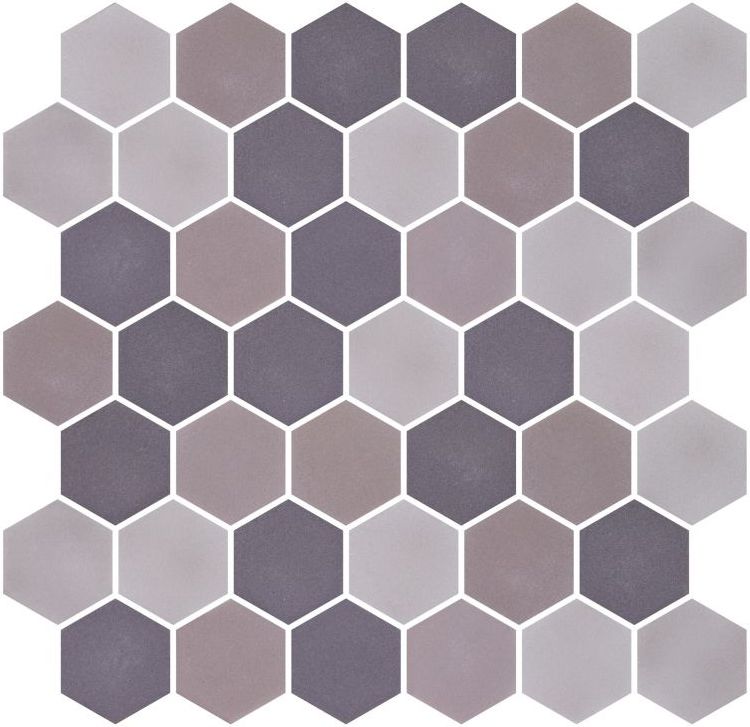 Phoenix Stoneglass Mixed Grey Matte Hexagon Glass Mosaic Tile-Recycled Glass Mosaic-American Tile Depot