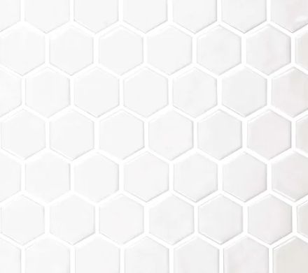 Phoenix Stoneglass XL White Matte Hexagon Glass Mosaic Tile-Recycled Glass Mosaic-American Tile Depot