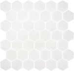 Phoenix Stoneglass XL White Matte Hexagon Glass Mosaic Tile-Recycled Glass Mosaic-American Tile Depot