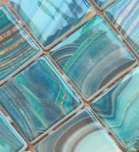 Phoenix Jasper Teal Polished Square Glass Mosaic Tile-Recycled Glass Mosaic-American Tile Depot