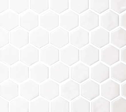 Phoenix Stoneglass XL White Matte Hexagon Glass Mosaic Tile-Recycled Glass Mosaic-American Tile Depot