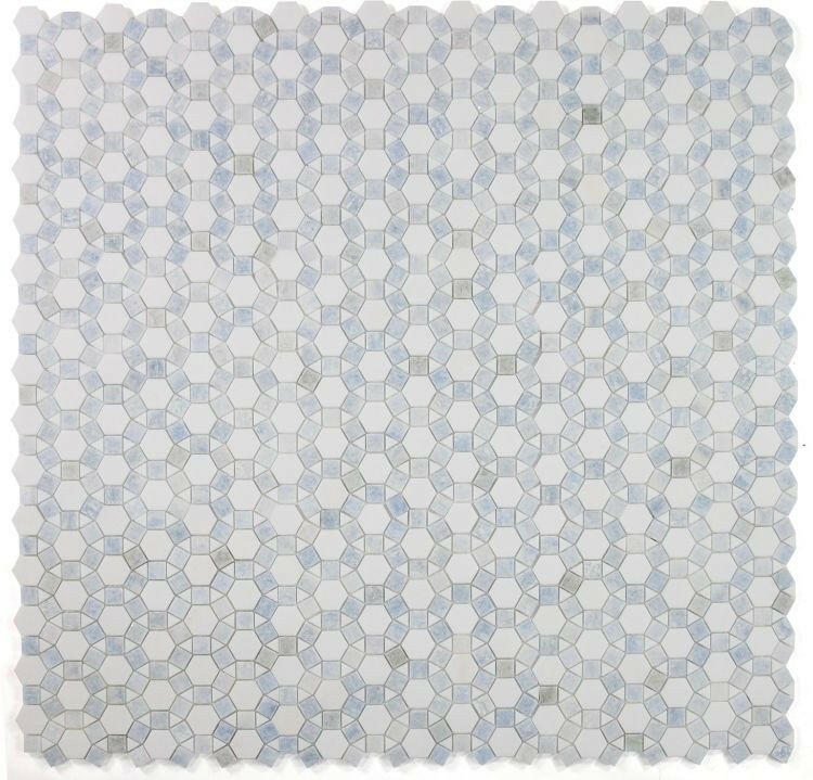 Planet Crystal Ocean Honed Circular Marble Mosaic Tile-Marble Mosaic-American Tile Depot