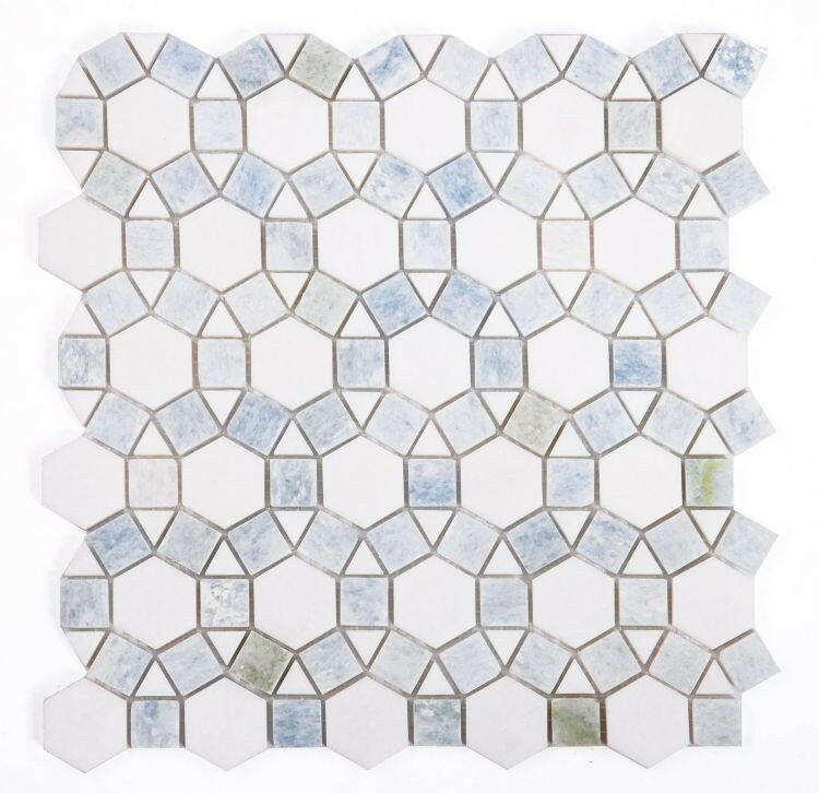 Planet Crystal Ocean Honed Circular Marble Mosaic Tile-Marble Mosaic-American Tile Depot